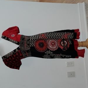 Desigual red and black dress with abstract print